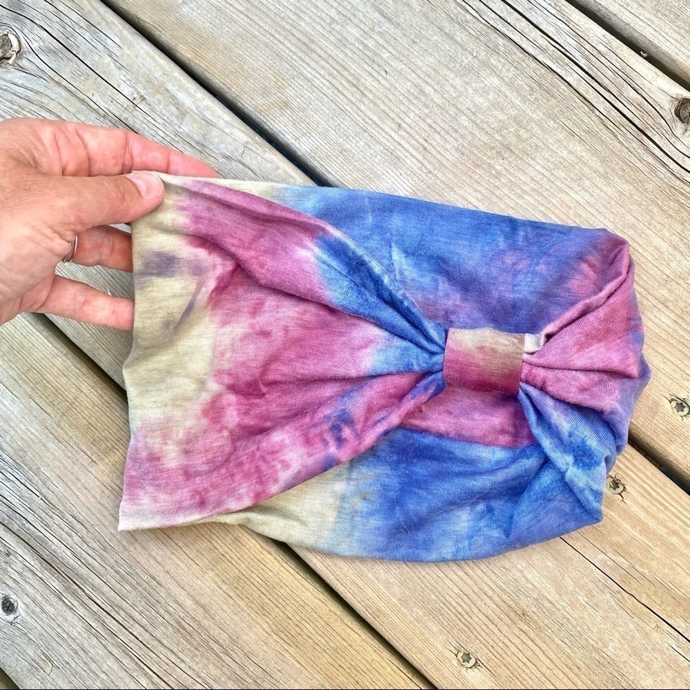 Tie-dye-SOFT MEADOW-Boho Gypsy/hippy wide headband turban silky soft fabric - Picture 13 of 16
